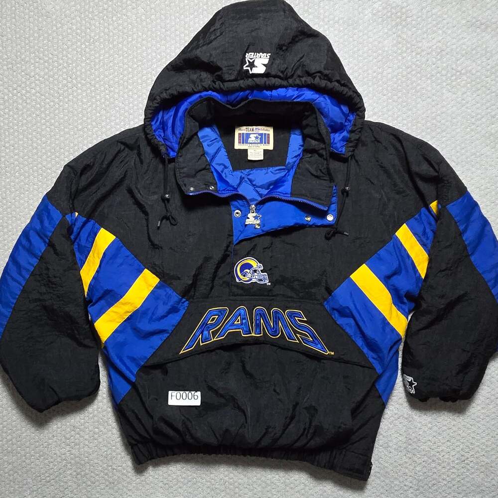 Vintage 90s Starter Los Angeles Rams NFL Pro Line Pullover Anorak Hooded Jacket